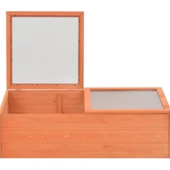 Minidrivhus i træ med hængslet låg - Beskyt dine planter | Størrelse: 100x50x34 cm