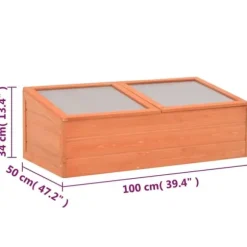 Minidrivhus i træ med hængslet låg - Beskyt dine planter | Størrelse: 100x50x34 cm