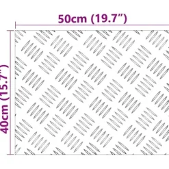 Moderne Aluminium Checker Plader 2 stk - Skridsikre Trappetrin | Størrelse: 50x40 cm | Farve: Sølv