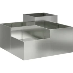 Moderne blomsterkrukke i galvaniseret stål - Rektangulær | Størrelse: 80x80x48 cm | Farve: Sølv