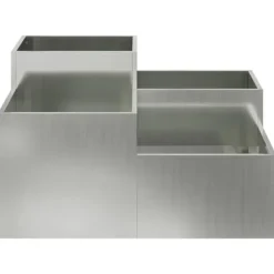 Moderne blomsterkrukke i galvaniseret stål - Rektangulær | Størrelse: 80x80x48 cm | Farve: Sølv