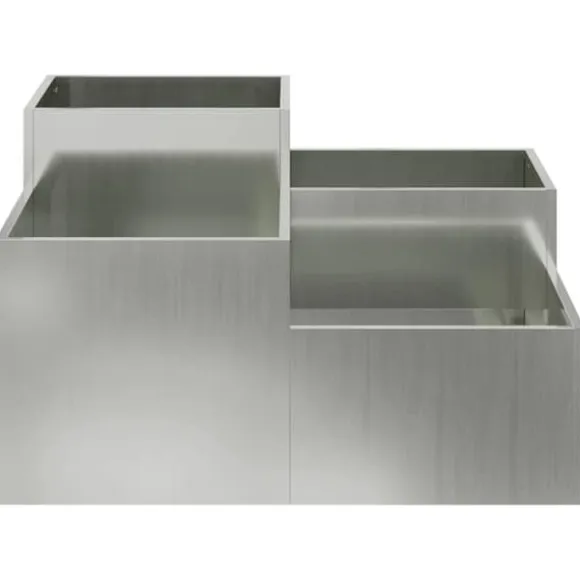 Moderne blomsterkrukke i galvaniseret stål - Rektangulær | Størrelse: 80x80x48 cm | Farve: Sølv