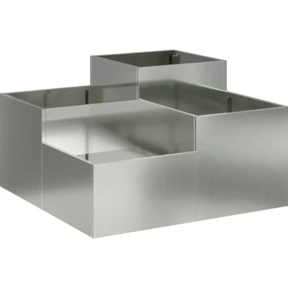 Moderne Blomsterkrukke i Galvaniseret Stål - Rektangulær | Størrelse: 100x100x48 cm | Farve: Sølv