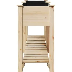Moderne blomsterkrukke i massiv fyrretræ med hylde | Størrelse: 161x43x76.5 cm | Farve: Beige