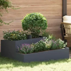 Moderne blomsterkrukke i stål - UV-resistent og holdbar | Størrelse: 100x100x50 cm | Farve: Antracit