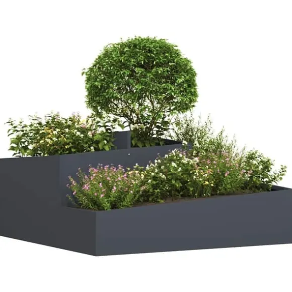 Moderne blomsterkrukke i stål - UV-resistent og holdbar | Størrelse: 100x100x50 cm | Farve: Antracit