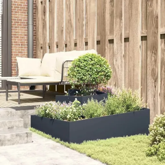 Moderne blomsterkrukke i stål - UV-resistent og holdbar | Størrelse: 100x100x50 cm | Farve: Antracit