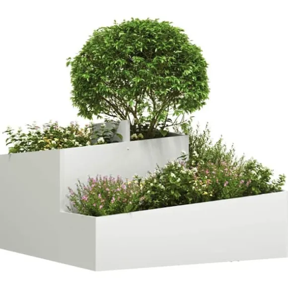 Moderne blomsterkrukke i stål - Indendørs & udendørs | Farve: Hvid | Størrelse: 80x80x50 cm
