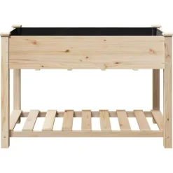 Moderne Blomsterkrukke i Massivt Fyrretræ med Hylde | Farve: Beige | Størrelse: 115 x 59 x 76.5 cm