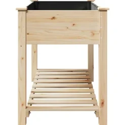 Moderne Blomsterkrukke i Massivt Fyrretræ med Hylde | Farve: Beige | Størrelse: 115 x 59 x 76.5 cm