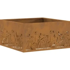 Moderne bålsted i forvitret stål - Firkantet ildsted | Størrelse: 60x60x30 cm