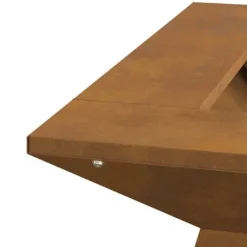Moderne bålsted i forvitret stål - Firkantet design | Størrelse: 48x48x40 cm | Farve: Brun