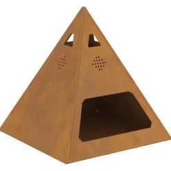 Moderne bålsted i stål - Pyramideformet design | Størrelse: 50x50x51 cm | Farve: Brun