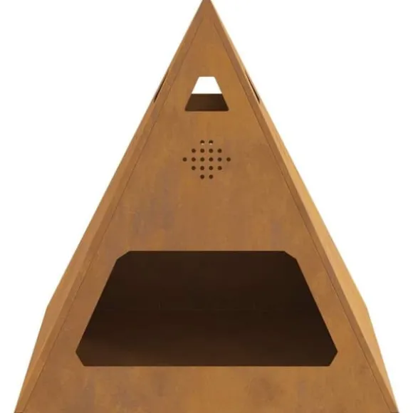 Moderne bålsted i stål - Pyramideformet design | Størrelse: 50x50x51 cm | Farve: Brun