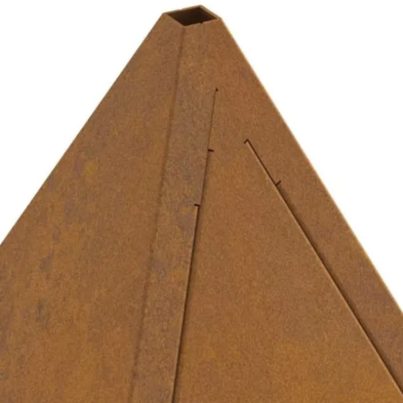 Moderne bålsted i stål - Pyramideformet design | Størrelse: 50x50x51 cm | Farve: Brun