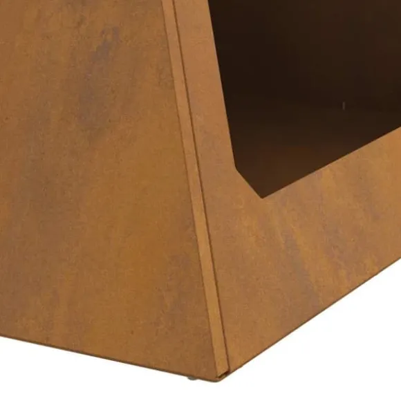 Moderne bålsted i stål - Pyramideformet design | Størrelse: 50x50x51 cm | Farve: Brun