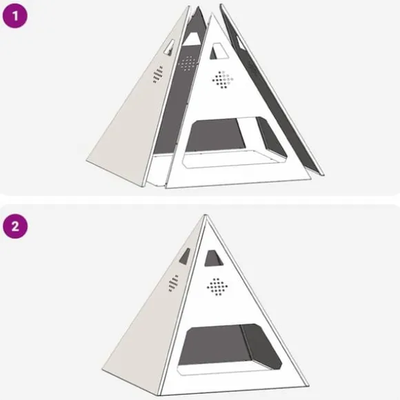 Moderne bålsted i stål - Pyramideformet design | Størrelse: 50x50x51 cm | Farve: Brun