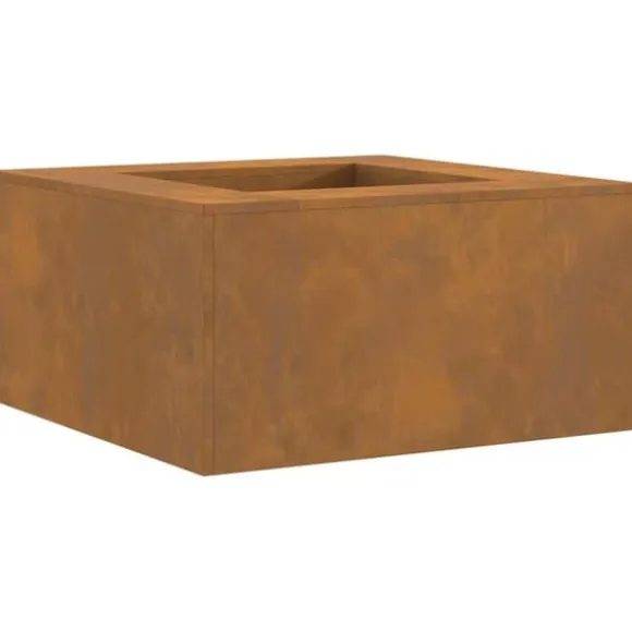 Moderne bålsted i stål - Rektangulært udendørs ildsted | Størrelse: 80x80x40 cm | Farve: Brun