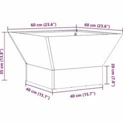Moderne bålsted i stål 60x60x35 cm - Udendørs ildsted | Farve: Sort