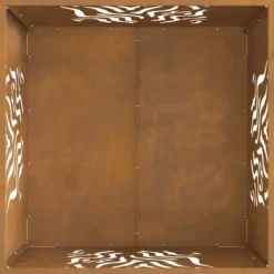 Moderne firkantet bålsted - Bålplads til udendørs brug | Farve: Brun | Størrelse: 60x60x40 cm