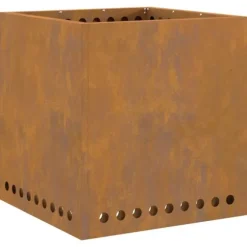 Moderne firkantet bålsted i forvitret stål | Størrelse: 48x48x50 cm | Farve: Brun
