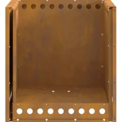Moderne firkantet bålsted i forvitret stål | Størrelse: 48x48x50 cm | Farve: Brun