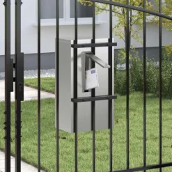 Moderne galvaniseret stål postkasse - Rektangulær design | Farve: Sort | Størrelse: 30x23x55 cm