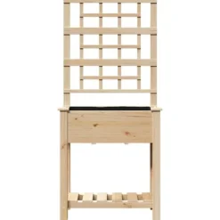 Moderne havekasse med espalier og hylde - Rektangulær | Farve: Beige | Størrelse: 71x38x152 cm