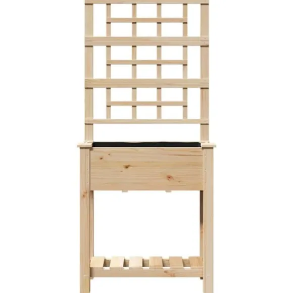 Moderne havekasse med espalier og hylde - Rektangulær | Farve: Beige | Størrelse: 71x38x152 cm