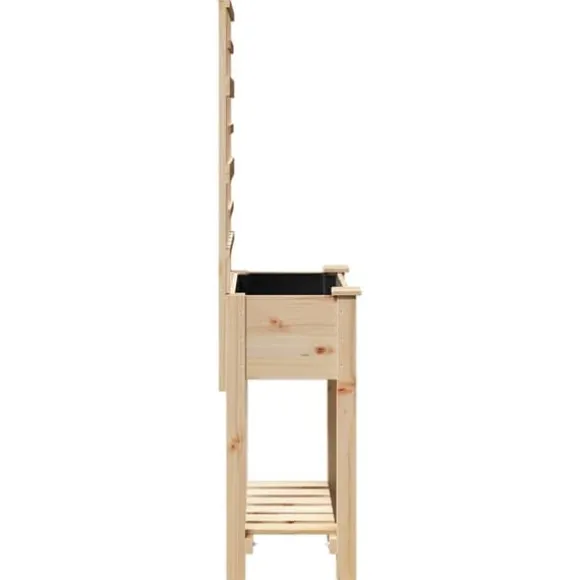 Moderne havekasse med espalier og hylde - Rektangulær | Farve: Beige | Størrelse: 71x38x152 cm