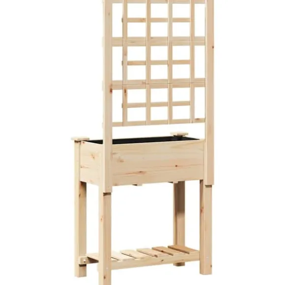 Moderne havekasse med espalier og hylde - Rektangulær | Farve: Beige | Størrelse: 71x38x152 cm