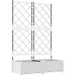 Moderne havekrukke med espalier 2 stk | Farve: Hvid | Størrelse: 80x40x125,5 cm