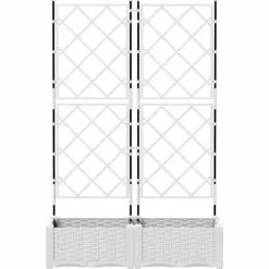 Moderne havekrukke med espalier 2 stk | Farve: Hvid | Størrelse: 80x40x125,5 cm