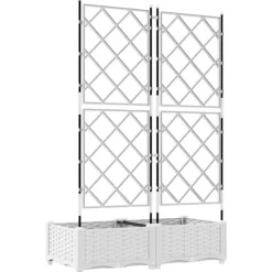 Moderne havekrukke med espalier 2 stk | Farve: Hvid | Størrelse: 80x40x125,5 cm