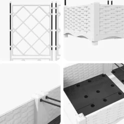Moderne havekrukke med espalier 2 stk | Farve: Hvid | Størrelse: 80x40x125,5 cm