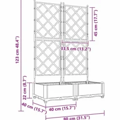 Moderne havekrukke med espalier 2 stk | Farve: Hvid | Størrelse: 80x40x125,5 cm