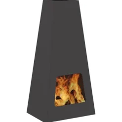 Moderne kegleformet bålsted i koldvalset stål | Farve: Sort | Størrelse: 50x35x100 cm
