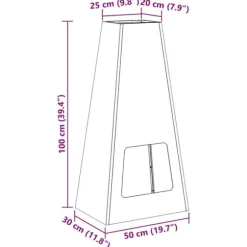 Moderne kegleformet bålsted i koldvalset stål | Farve: Sort | Størrelse: 50x35x100 cm