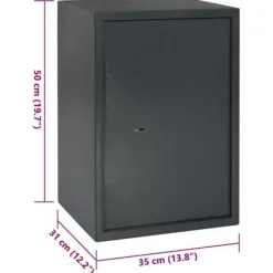 Moderne metal sikkerhedsboks med lås | Størrelse: 31x35x50 cm | Farve: Grå