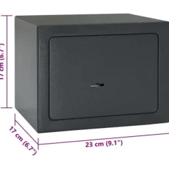 Moderne metal sikkerhedsboks med lås - Indendørs opbevaring | Størrelse: 17x23x17 cm | Farve: Grå