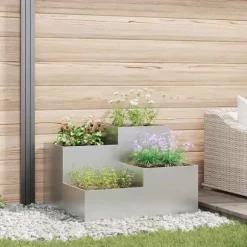 Moderne metalhavekrukke i galvaniseret stål - Rektangulær | Størrelse: 100x100x60 cm | Farve: Sølv
