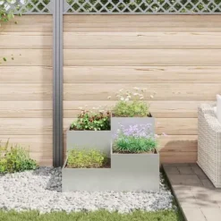 Moderne metalhavekrukke i galvaniseret stål - Rektangulær | Størrelse: 100x100x60 cm | Farve: Sølv