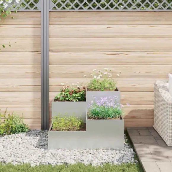 Moderne metalhavekrukke i galvaniseret stål - Rektangulær | Størrelse: 100x100x60 cm | Farve: Sølv