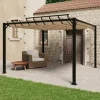 Moderne pavillon med lameltag 3x3 m - Robust aluminiumsramme | Farve: Gråbrun