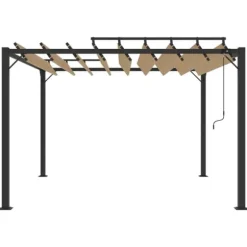 Moderne pavillon med lameltag 3x3 m - Robust aluminiumsramme | Farve: Gråbrun