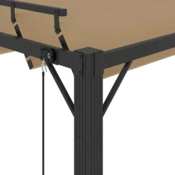 Moderne pavillon med lameltag 3x4 m - Aluminium & stof | Farve: Gråbrun