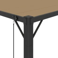 Moderne pavillon med lameltag 3x4 m - Aluminium & stof | Farve: Gråbrun