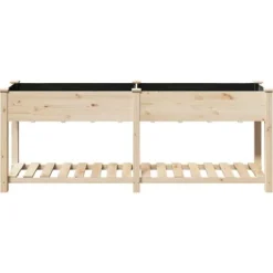 Moderne Plantekasse i Massivt Fyrretræ med Indbygget Hylde | Farve: Beige | Størrelse: 203x53x76.5 cm