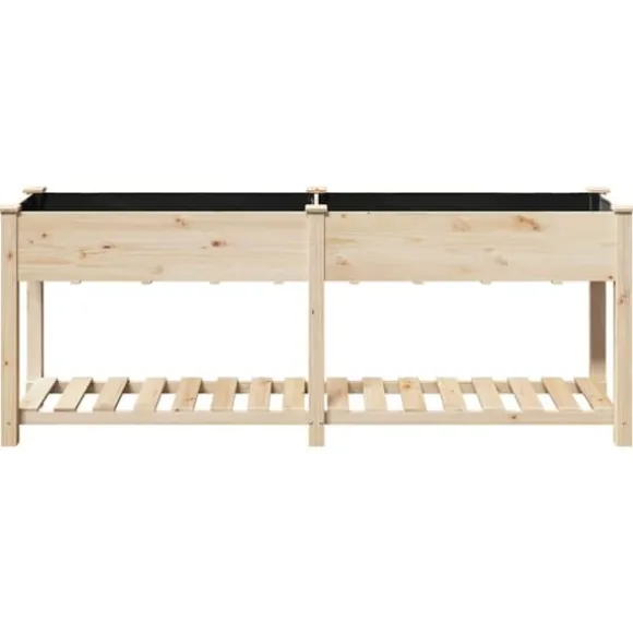 Moderne Plantekasse i Massivt Fyrretræ med Indbygget Hylde | Farve: Beige | Størrelse: 203x53x76.5 cm