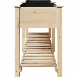 Moderne Plantekasse i Massivt Fyrretræ med Indbygget Hylde | Farve: Beige | Størrelse: 203x53x76.5 cm